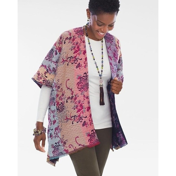 Chicos Reversible Ruana Sweater OSFA - Picture 3 of 12